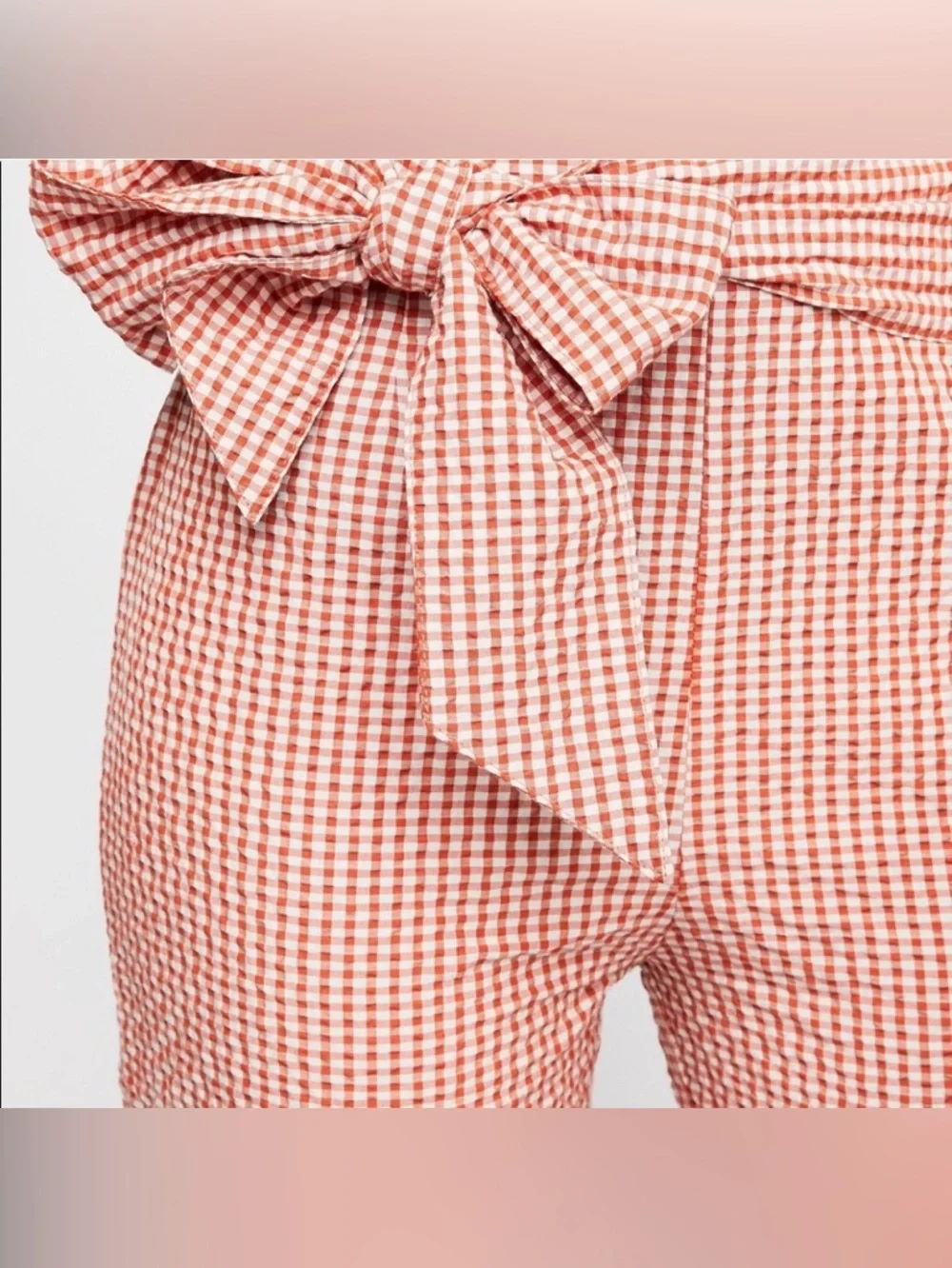 Free People‎ Gingham Tie-Waist Cottagecore High Rise Crop Pants.